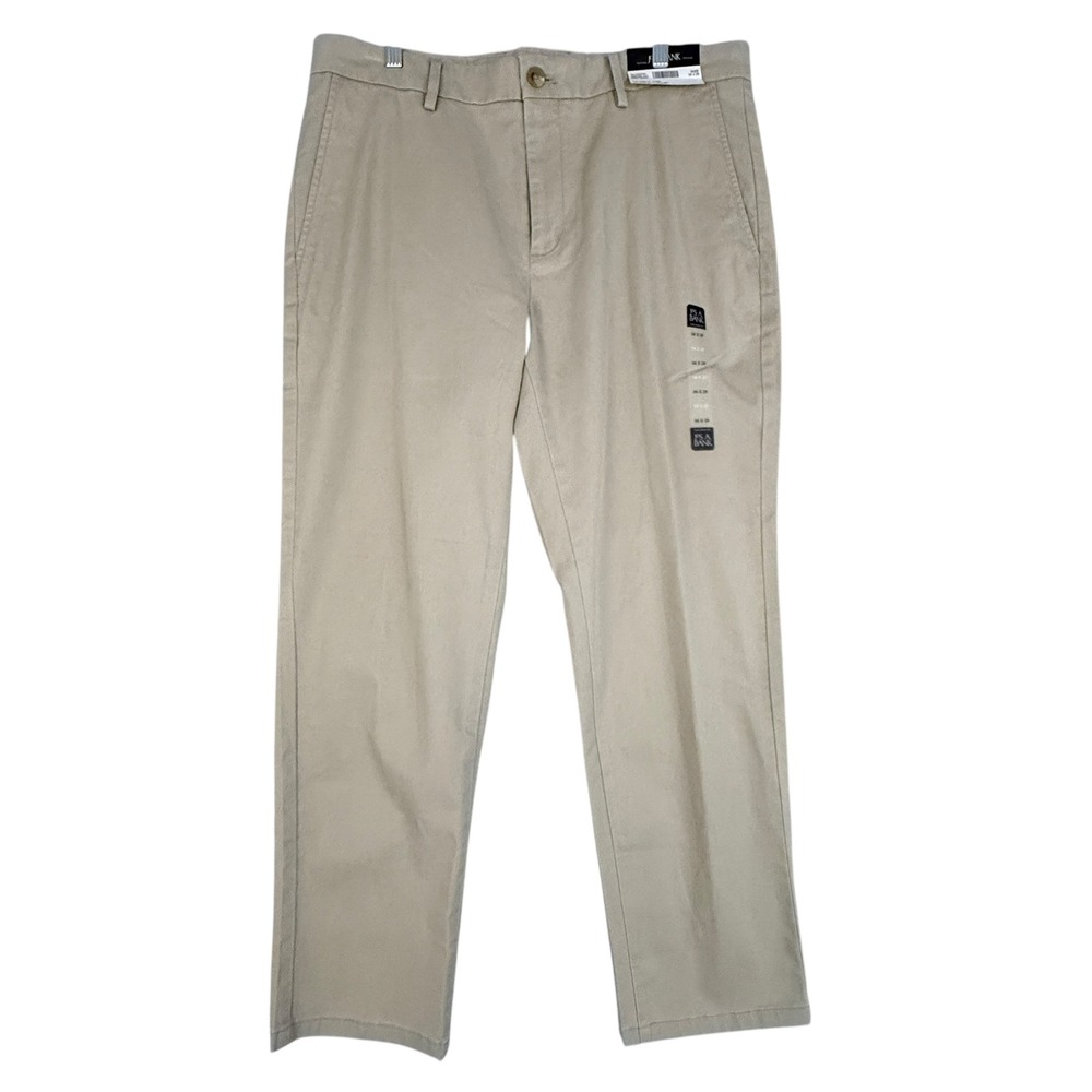 Jos A Bank Mens Tailored Fit Chino Pants Khaki Size 36 x‎ 29 Flat Front Classic